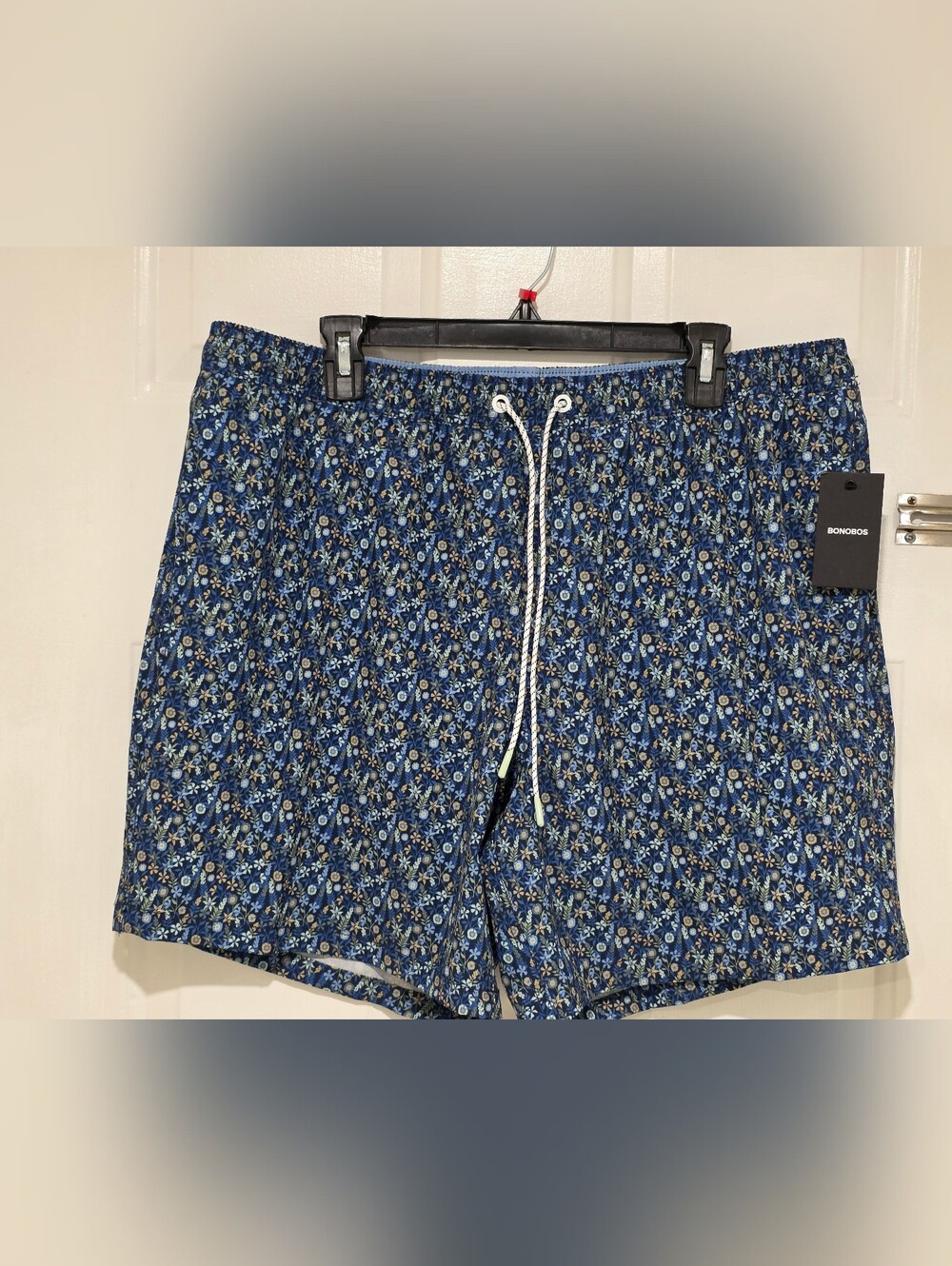 Bonobos Blue Floral Pattern Swim Trunks